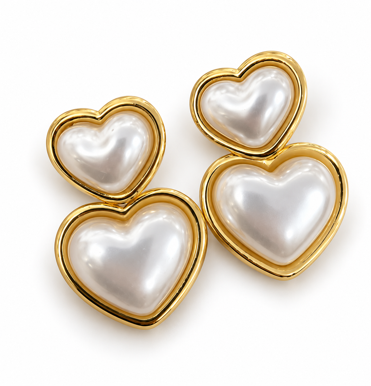 Aretes corazón doble